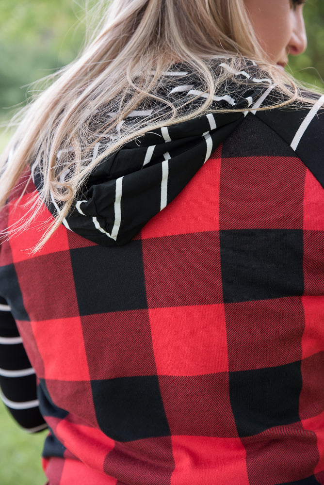 Fabulous in Red Plaid Hoodie-YFW-Timber Brooke Boutique, Online Women's Fashion Boutique in Amarillo, Texas