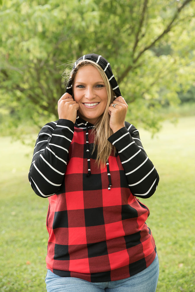 Fabulous in Red Plaid Hoodie-YFW-Timber Brooke Boutique, Online Women's Fashion Boutique in Amarillo, Texas