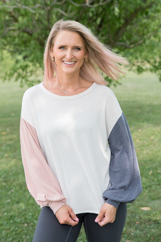 All Natural Blocking Top-Andre by Unit-Timber Brooke Boutique, Online Women's Fashion Boutique in Amarillo, Texas