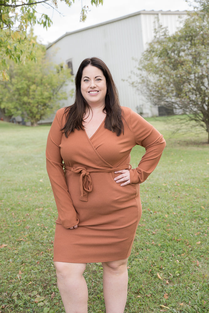 Happy Now Dress in Cognac-White Birch-Timber Brooke Boutique, Online Women's Fashion Boutique in Amarillo, Texas