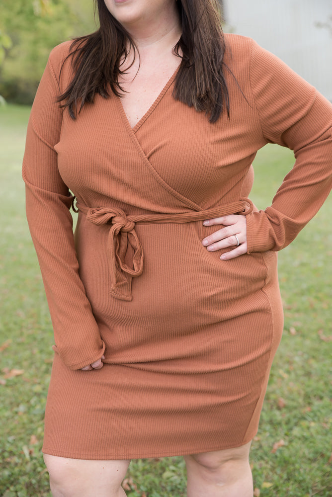 Happy Now Dress in Cognac-White Birch-Timber Brooke Boutique, Online Women's Fashion Boutique in Amarillo, Texas