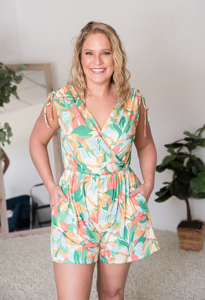 Tropical Waves Romper-White Birch-Timber Brooke Boutique, Online Women's Fashion Boutique in Amarillo, Texas
