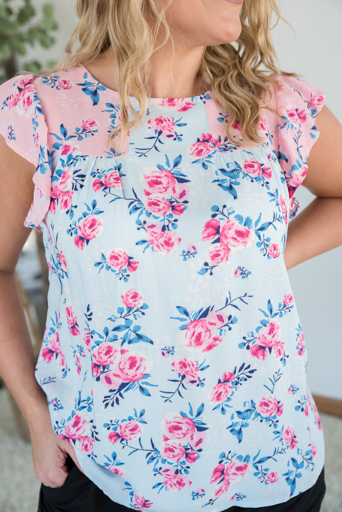 Sweet Florals Top-Andre by Unit-Timber Brooke Boutique, Online Women's Fashion Boutique in Amarillo, Texas