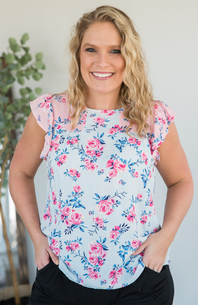 Sweet Florals Top-Andre by Unit-Timber Brooke Boutique, Online Women's Fashion Boutique in Amarillo, Texas