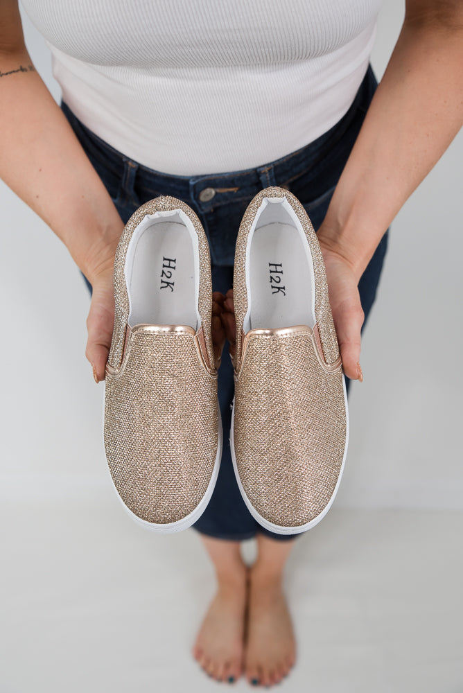 Four Seasons Rose Gold Glitter Sneaker-H2K-Timber Brooke Boutique, Online Women's Fashion Boutique in Amarillo, Texas