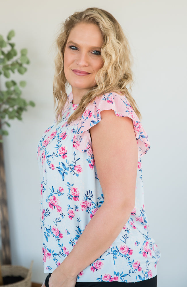 Sweet Florals Top-Andre by Unit-Timber Brooke Boutique, Online Women's Fashion Boutique in Amarillo, Texas