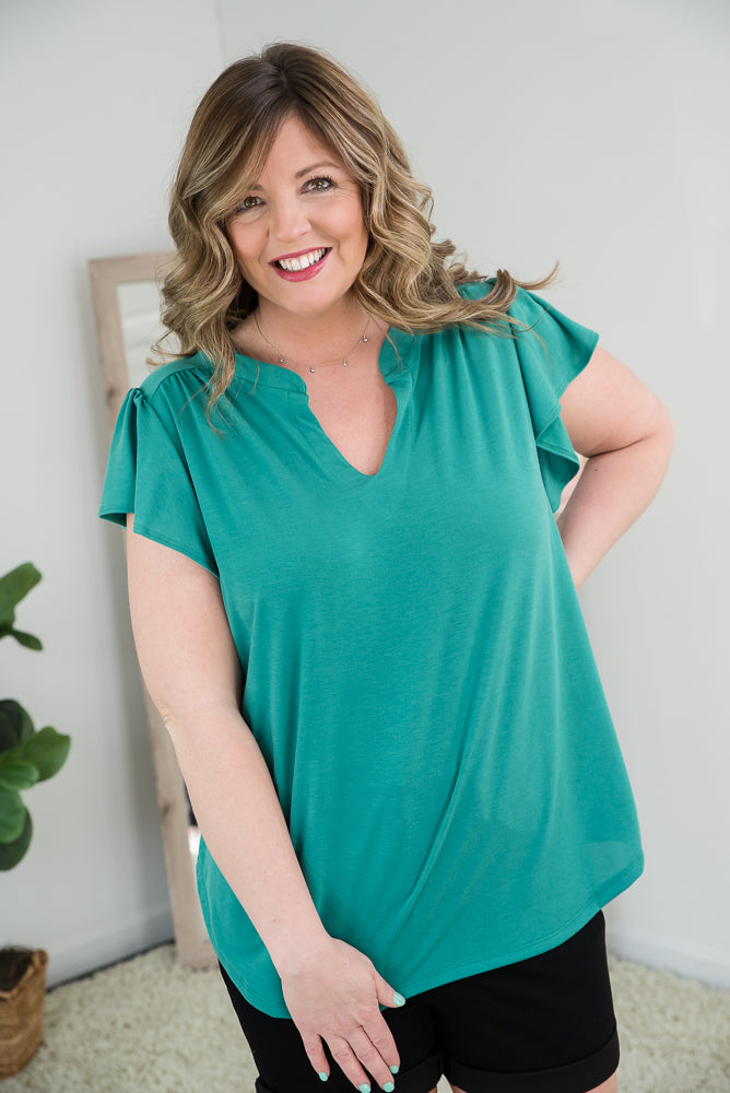 How We Met Top in Green-White Birch-Timber Brooke Boutique, Online Women's Fashion Boutique in Amarillo, Texas