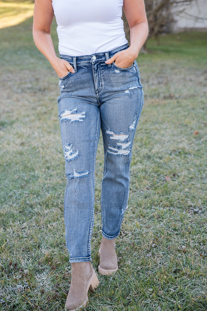 Rise to the Challenge Judy Blue Boyfriend Jeans-judy blue-Timber Brooke Boutique, Online Women's Fashion Boutique in Amarillo, Texas