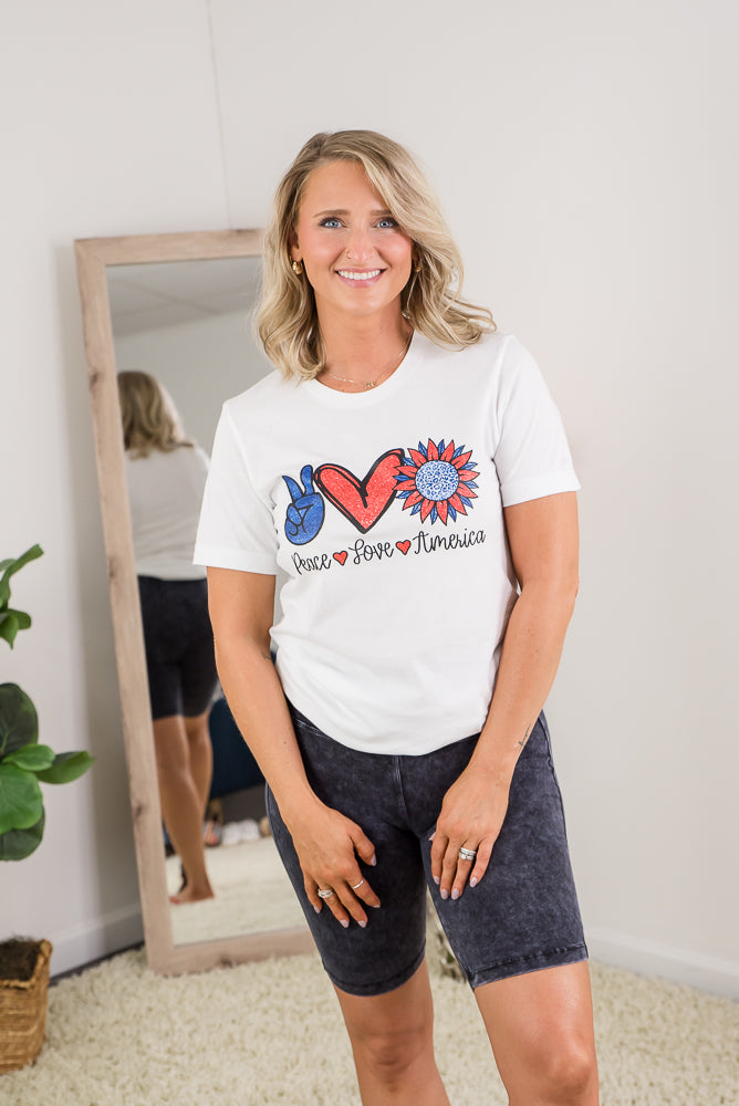 Peace Love America Tee-BT Graphic Tee-Timber Brooke Boutique, Online Women's Fashion Boutique in Amarillo, Texas