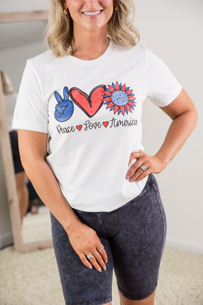 Peace Love America Tee-BT Graphic Tee-Timber Brooke Boutique, Online Women's Fashion Boutique in Amarillo, Texas