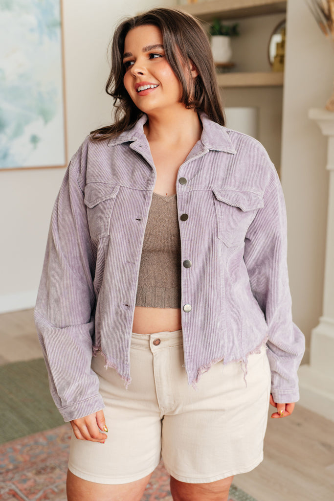 Main Stage Corduroy Jacket in Lavender-Layers-Timber Brooke Boutique, Online Women's Fashion Boutique in Amarillo, Texas