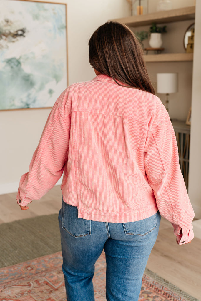 Main Stage Corduroy Jacket in Neon Pink-Layers-Timber Brooke Boutique, Online Women's Fashion Boutique in Amarillo, Texas
