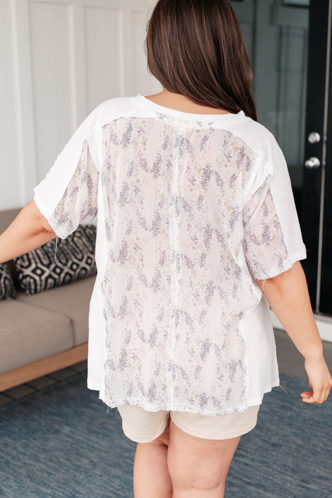 Mention Me Floral Accent Top in Ivory-Tops-Timber Brooke Boutique, Online Women's Fashion Boutique in Amarillo, Texas