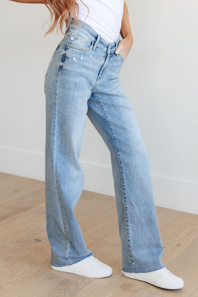 Mildred High Rise V Front Waistband Straight Jeans-Womens-Timber Brooke Boutique, Online Women's Fashion Boutique in Amarillo, Texas