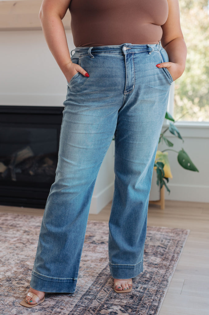 Mindy Mid Rise Wide Leg Jeans-Denim-Timber Brooke Boutique, Online Women's Fashion Boutique in Amarillo, Texas