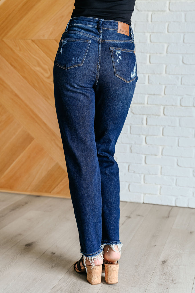 Montana High Rise Rigid Magic Distressed Straight Jeans-Denim-Timber Brooke Boutique, Online Women's Fashion Boutique in Amarillo, Texas