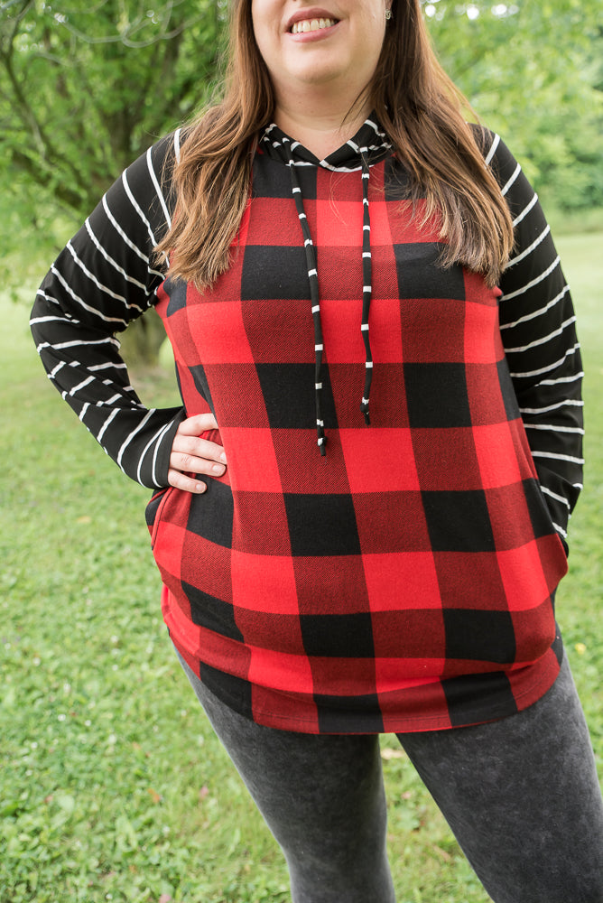 Fabulous in Red Plaid Hoodie-YFW-Timber Brooke Boutique, Online Women's Fashion Boutique in Amarillo, Texas