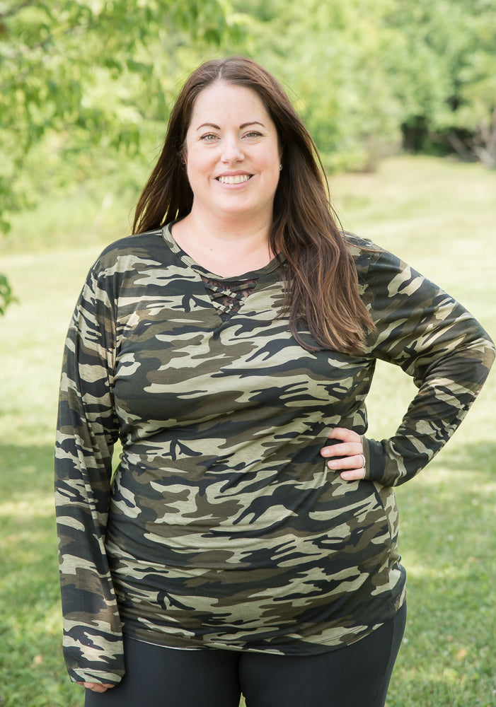 Classy in Camo Lace Top-YFW-Timber Brooke Boutique, Online Women's Fashion Boutique in Amarillo, Texas