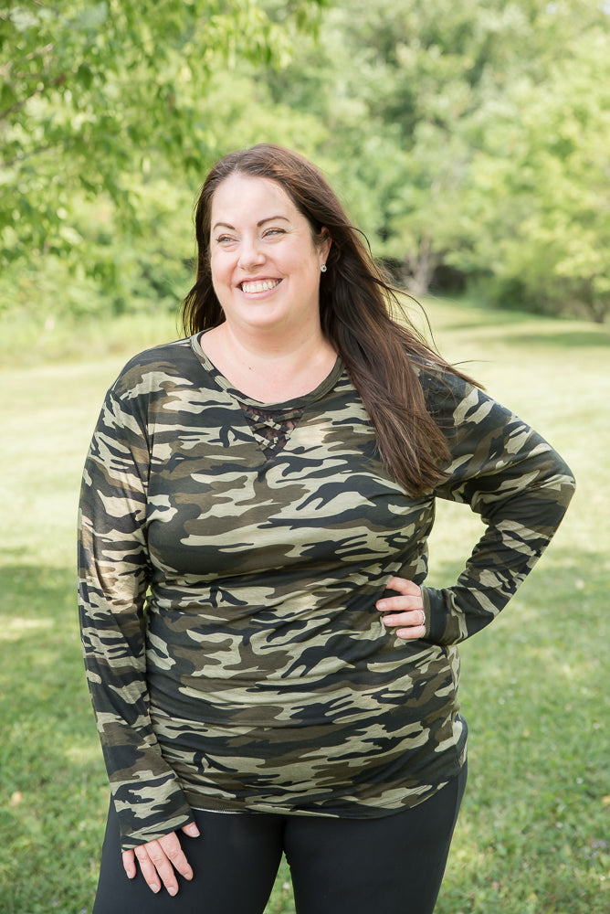 Classy in Camo Lace Top-YFW-Timber Brooke Boutique, Online Women's Fashion Boutique in Amarillo, Texas