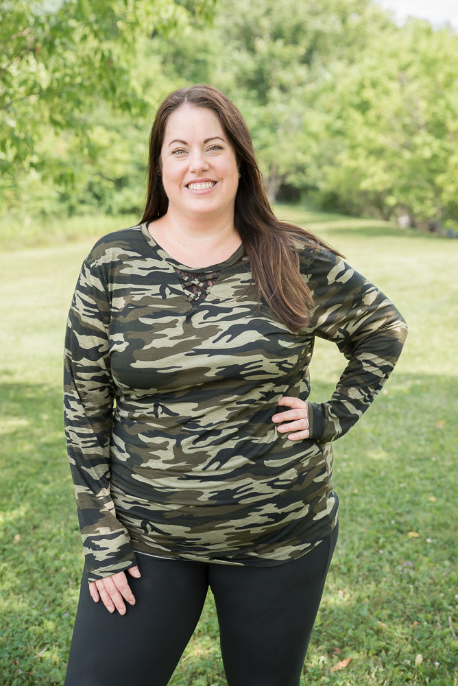 Classy in Camo Lace Top-YFW-Timber Brooke Boutique, Online Women's Fashion Boutique in Amarillo, Texas