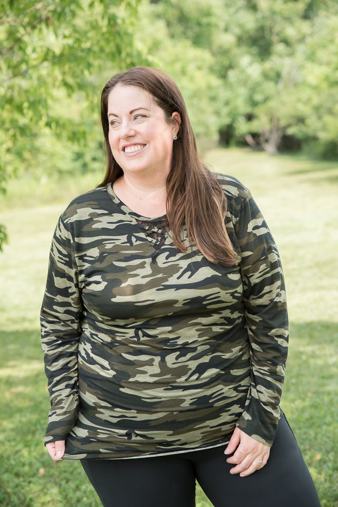 Classy in Camo Lace Top-YFW-Timber Brooke Boutique, Online Women's Fashion Boutique in Amarillo, Texas