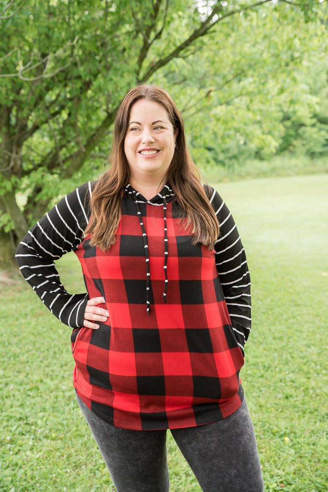 Fabulous in Red Plaid Hoodie-YFW-Timber Brooke Boutique, Online Women's Fashion Boutique in Amarillo, Texas