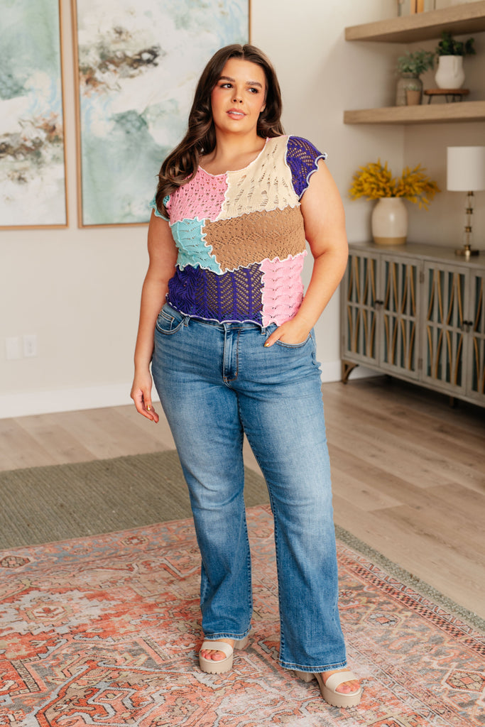 Patch Me Up Patchwork Knit Top-Tops-Timber Brooke Boutique, Online Women's Fashion Boutique in Amarillo, Texas