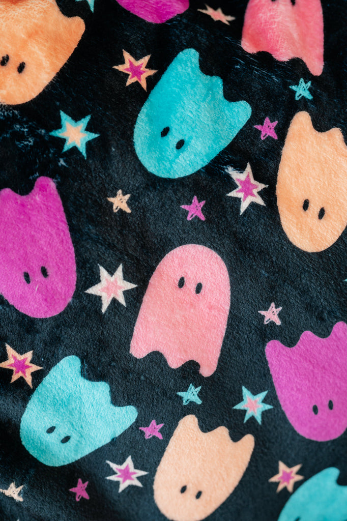 PREORDER: Halloween Fleece Blanket in Neon Ghosts-Womens-Timber Brooke Boutique, Online Women's Fashion Boutique in Amarillo, Texas