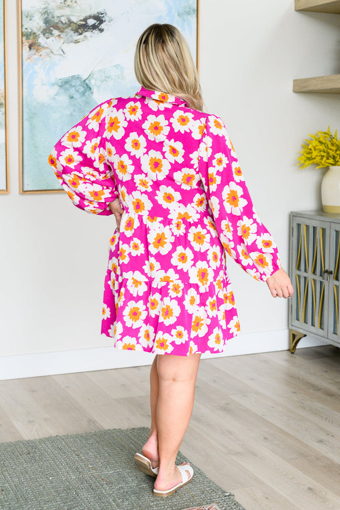 Magnificently Mod Floral Shirt Dress-Dresses-Timber Brooke Boutique, Online Women's Fashion Boutique in Amarillo, Texas