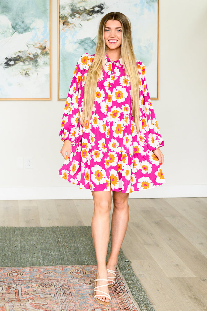 Magnificently Mod Floral Shirt Dress-Dresses-Timber Brooke Boutique, Online Women's Fashion Boutique in Amarillo, Texas