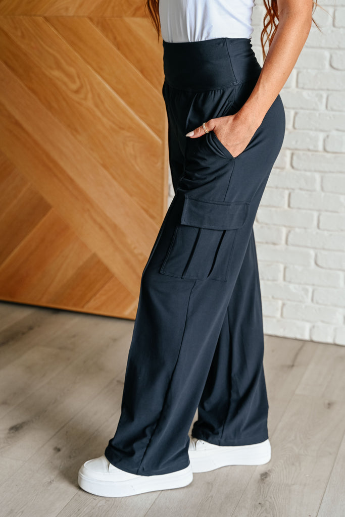 Race to Relax Cargo Pants in Nocturnal Navy-Athleisure-Timber Brooke Boutique, Online Women's Fashion Boutique in Amarillo, Texas