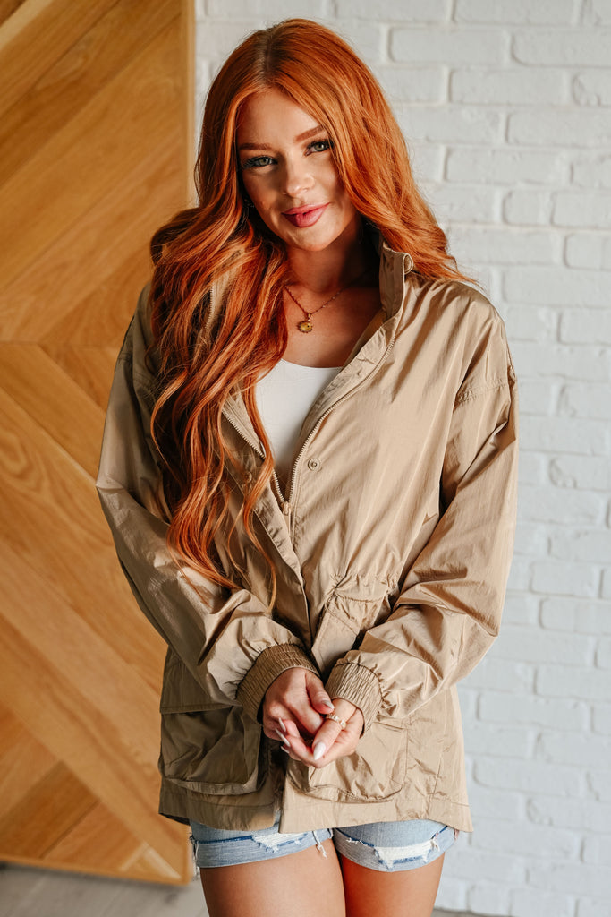 Rain, Rain Go Away Parachute Jacket in Camel-Layers-Timber Brooke Boutique, Online Women's Fashion Boutique in Amarillo, Texas