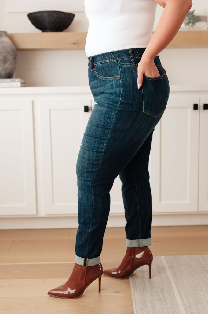 Rowena High Rise Pull On Double Cuff Slim Jeans-Womens-Timber Brooke Boutique, Online Women's Fashion Boutique in Amarillo, Texas