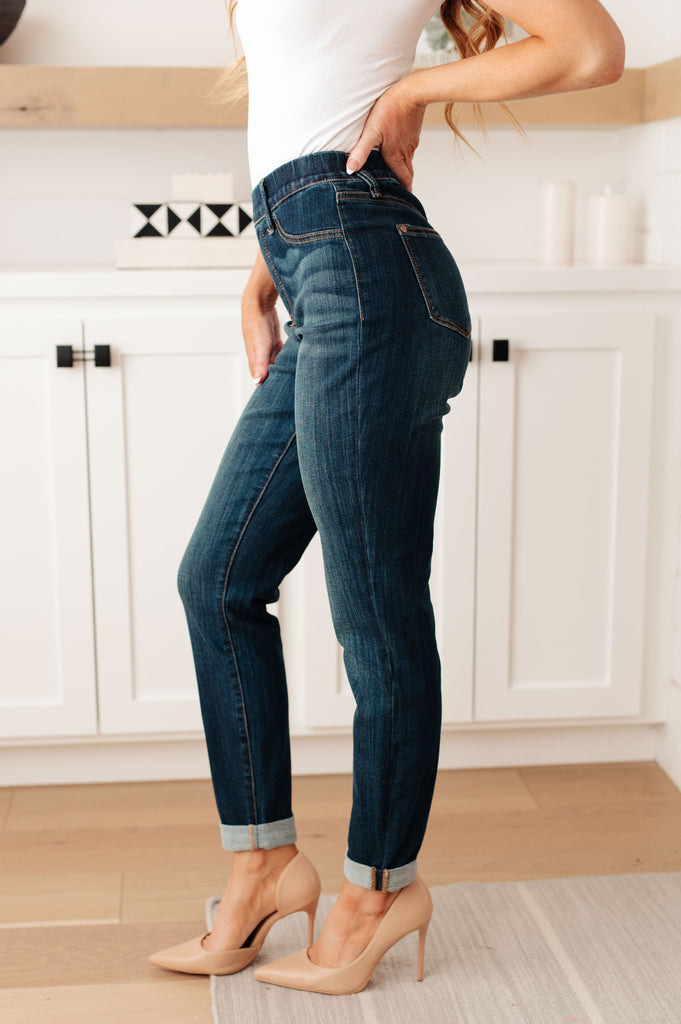 Rowena High Rise Pull On Double Cuff Slim Jeans-Womens-Timber Brooke Boutique, Online Women's Fashion Boutique in Amarillo, Texas