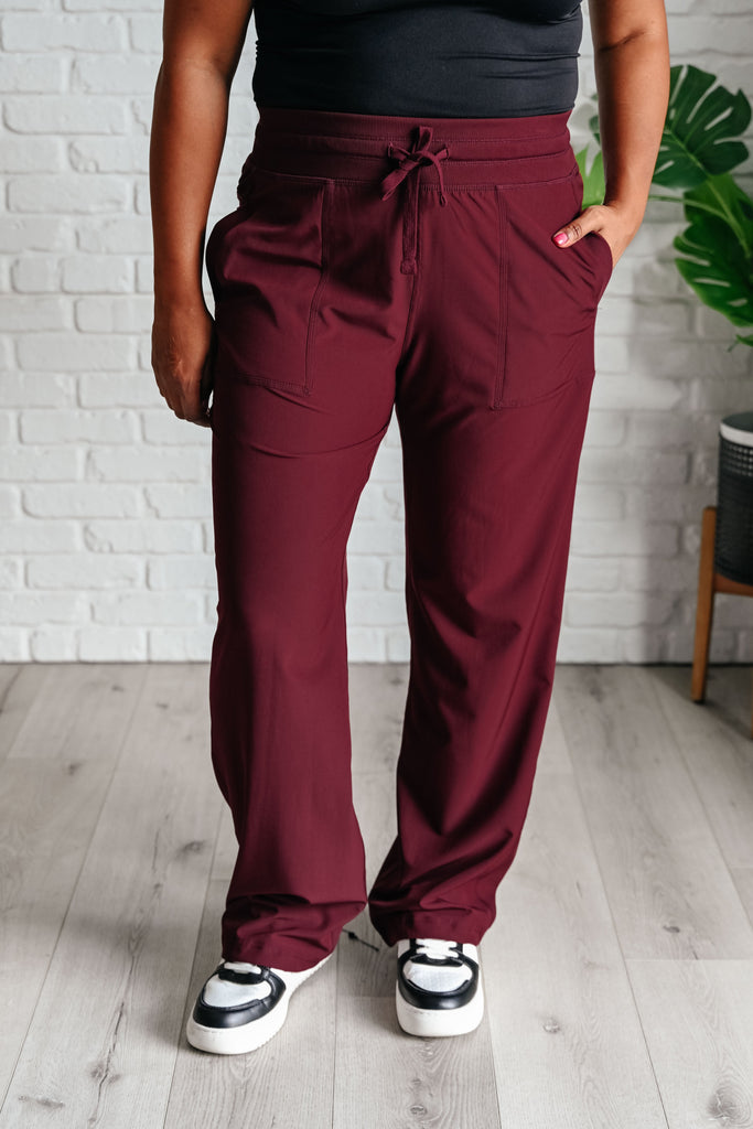 Runner's High Drawstring Joggers in Red Merlot-Athleisure-Timber Brooke Boutique, Online Women's Fashion Boutique in Amarillo, Texas