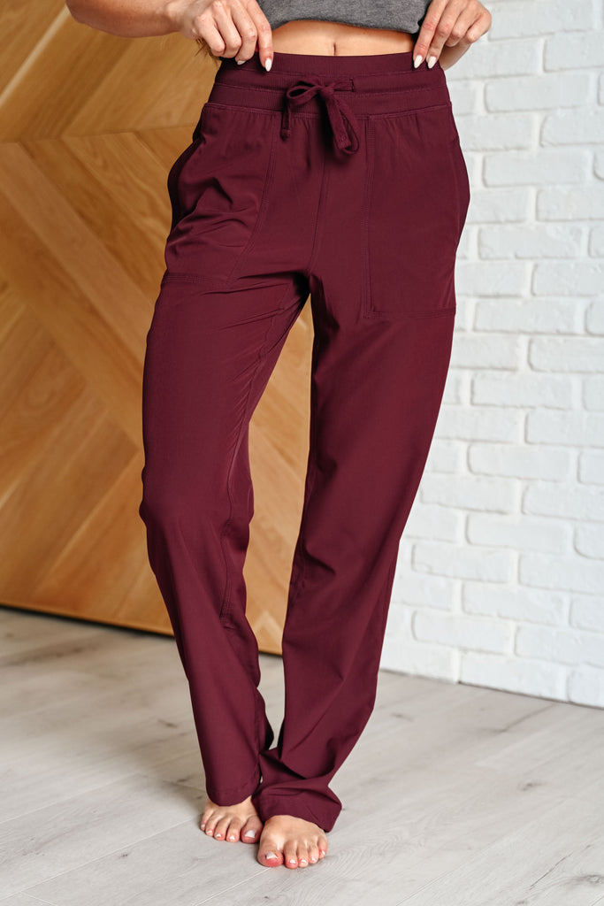 Runner's High Drawstring Joggers in Red Merlot-Athleisure-Timber Brooke Boutique, Online Women's Fashion Boutique in Amarillo, Texas