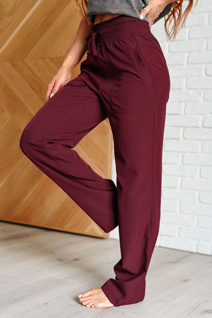 Runner's High Drawstring Joggers in Red Merlot-Athleisure-Timber Brooke Boutique, Online Women's Fashion Boutique in Amarillo, Texas