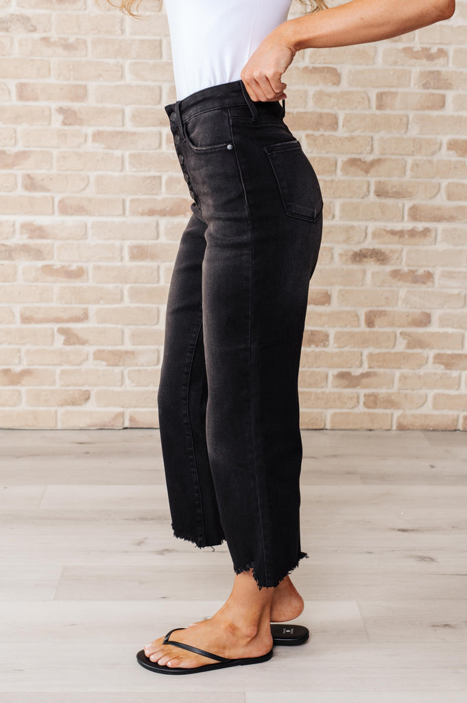 Ryan High Rise Button Fly Wide Leg Crop Jeans-Womens-Timber Brooke Boutique, Online Women's Fashion Boutique in Amarillo, Texas