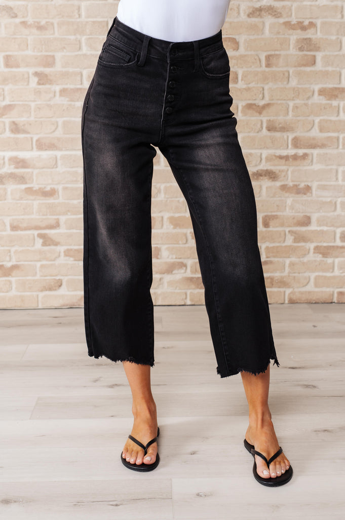 Ryan High Rise Button Fly Wide Leg Crop Jeans-Womens-Timber Brooke Boutique, Online Women's Fashion Boutique in Amarillo, Texas