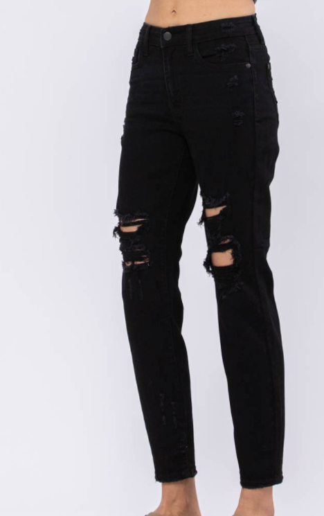 The Standout Judy Blue Black Boyfriend Jeans-judy blue-Timber Brooke Boutique, Online Women's Fashion Boutique in Amarillo, Texas