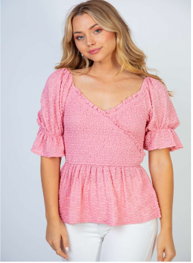 MARKET! Smocked Peplum Top-Short Sleeve Top-Timber Brooke Boutique, Online Women's Fashion Boutique in Amarillo, Texas