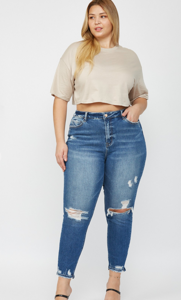 Cropped Skinny With Step Hem-Denim-Timber Brooke Boutique, Online Women's Fashion Boutique in Amarillo, Texas