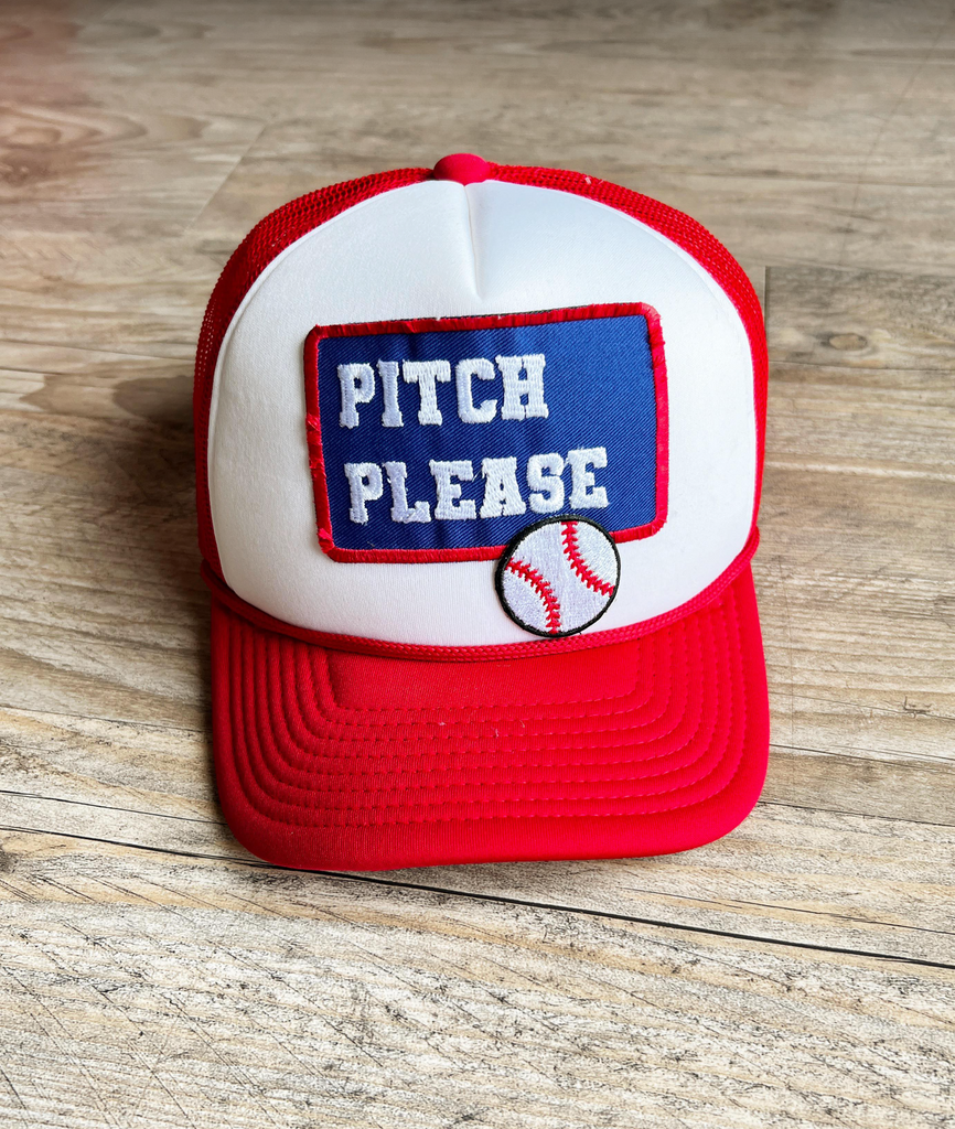 Pitch Please Custom Trucker Hat-Hat Bar-Timber Brooke Boutique, Online Women's Fashion Boutique in Amarillo, Texas