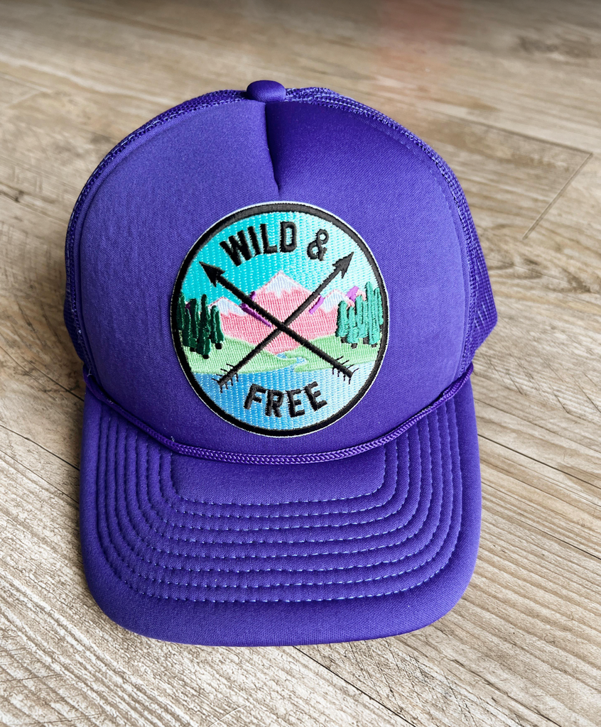 Wild And Free Custom Trucker Hat-Hat Bar-Timber Brooke Boutique, Online Women's Fashion Boutique in Amarillo, Texas