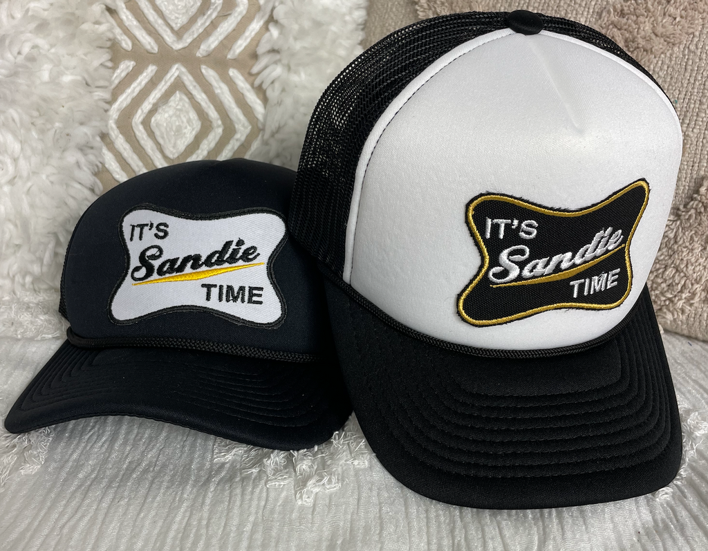 It's Sandie Time Trucker Hat-Hats-Timber Brooke Boutique, Online Women's Fashion Boutique in Amarillo, Texas