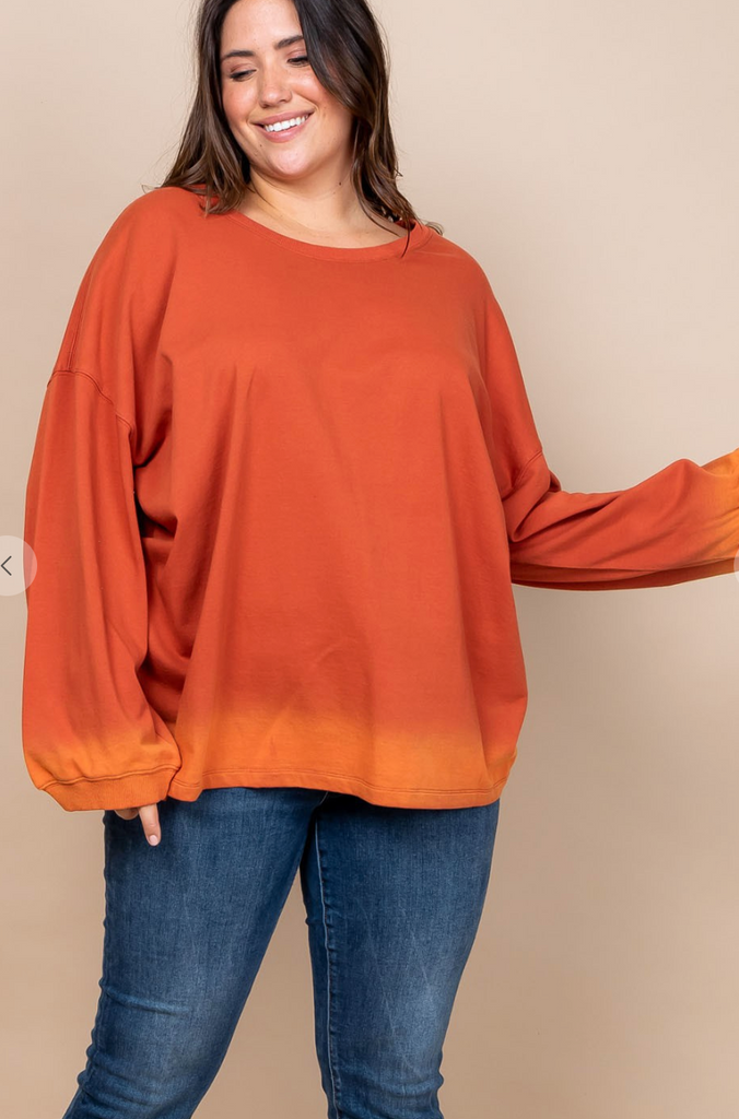 Rust Casual Pullover Top-Long Sleeve Tops-Timber Brooke Boutique, Online Women's Fashion Boutique in Amarillo, Texas