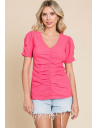 Ruched Front Top-Short Sleeve Top-Timber Brooke Boutique, Online Women's Fashion Boutique in Amarillo, Texas