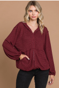 Zip-Up Hoodie Stitch Top-Short Sleeve Top-Timber Brooke Boutique, Online Women's Fashion Boutique in Amarillo, Texas