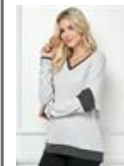 Contrasted Sleeve Top-Long Sleeve Tops-Timber Brooke Boutique, Online Women's Fashion Boutique in Amarillo, Texas