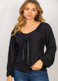 Tied In A Bow-Long Sleeve Tops-Timber Brooke Boutique, Online Women's Fashion Boutique in Amarillo, Texas